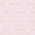 Seamless pattern background baby carriage for doughter. Baby girl wallpaper. Pink textile. Buggy vector. Royalty Free Stock Photo