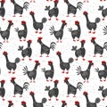 Seamless pattern background with cartoon roosters. Royalty Free Stock Photo