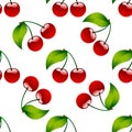 Seamless pattern background cherry red ripe berrie