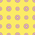 Seamless pattern background with colorful donuts, vector illustration