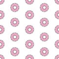 Seamless pattern background with colorful donuts, vector illustration