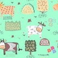 Seamless pattern background with cow. Vector illustration. Royalty Free Stock Photo