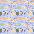 Seamless pattern background with cow. Vector illustration. Royalty Free Stock Photo