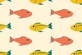 Seamless pattern background with cute exotic aquarium fishes. Vector EPS10 illustration. Royalty Free Stock Photo