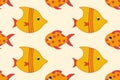 Seamless pattern background with cute exotic aquarium fishes. Vector EPS10 illustration. Royalty Free Stock Photo