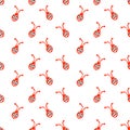 Seamless pattern, background with cute red ladubugs on the white backdrop. Hand sketch drawing. Imitation of ink pencilling