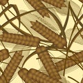 Seamless pattern background of ears of rye and wheat Royalty Free Stock Photo