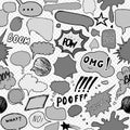 Seamless pattern background with handdrawn comic book speech bubbles, vector illustration Royalty Free Stock Photo