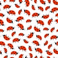 Seamless pattern background with ladybugs. Stylized textile vector illustration Royalty Free Stock Photo