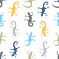 Seamless pattern background with lizards. Vector illustration.