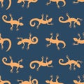 Seamless pattern background with lizards. Vector illustration.