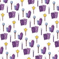 Seamless pattern background with magic icons Vector Royalty Free Stock Photo