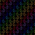 Seamless Pattern Background of Multicolored Outline Rabbit Silhouettes. Royalty Free Stock Photo