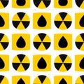 Seamless pattern background nuclear power sign vector industrial electric pollution station chimney reactor symbol