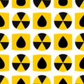 Seamless pattern background nuclear power sign vector industrial electric pollution station chimney reactor symbol Royalty Free Stock Photo