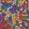Seamless pattern background pencil. School design vector. Study wallpaper. Education clipart. Student instrument.
