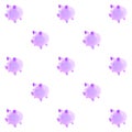 Seamless pattern background with purple pigs isolated on white. 3D Render