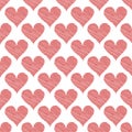 Seamless Pattern Background Red Scribble Hearts - Vector Illustration