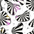 Seamless pattern background, retro style, with waves, stripes, paint strokes and splashes, black and white Royalty Free Stock Photo