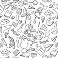 Seamless pattern background Science Equipment kids hand drawing set illustration isolated