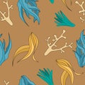 seamless pattern background seaweed corals print wallpaper sea