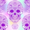 Seamless pattern, background with sugar skull and floral patter Royalty Free Stock Photo