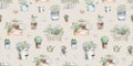 Seamless pattern, background, texture. Watercolor pattern of gardening hobby.