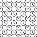 Seamless Pattern Background - Time Clock Vector - Isolated On White Background