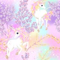 Seamless pattern, background with unicorn