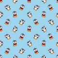Seamless pattern background of valentine penguin