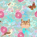 Seamless pattern, background with vintage style flowers