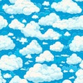 Seamless pattern background with white clouds on blue sky Royalty Free Stock Photo