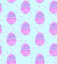 Seamless pattern, backgrounds, textures of multi colored abstract Easter eggs. Watercolor decorative drawing Royalty Free Stock Photo