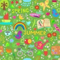Spring and summer seamless pattern