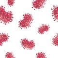 Seamless pattern of a bacterial virus view on a white background Hand painted watercolor illustration medicine