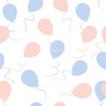 Seamless pattern balloons, blue and pink colors