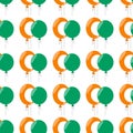 Seamless pattern with balloons Irish flag colors. Balloons orange, white, green