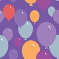 Seamless pattern with balloons. Purple, pink, blue, orange background. vector Royalty Free Stock Photo