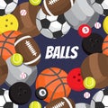 Seamless pattern of balls. Football, volleyball, basketball Royalty Free Stock Photo