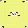 A seamless pattern with bamboo stalks and panda face