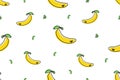 Seamless pattern banana icons. Isolated on White background