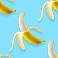 Seamless pattern with bananas on blue background Royalty Free Stock Photo