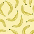 Seamless pattern with bananas on a light beige background. Background with fruits.