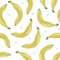 Seamless pattern with bananas on a white background. Background with fruits. Royalty Free Stock Photo