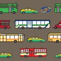 seamless pattern Bangkok public transportation illustration pixels art