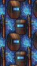Seamless Pattern of Barrels and Torches Royalty Free Stock Photo