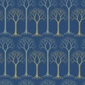 Seamless pattern with barren tree silhouettes. Royalty Free Stock Photo