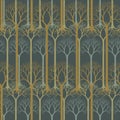 Seamless pattern with barren tree silhouettes. Royalty Free Stock Photo