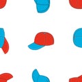 Seamless pattern of baseball caps various colour variants Royalty Free Stock Photo