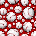 Seamless pattern with baseball softball ball graphics.